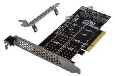ORIENT C303E2 , Переходник PCI-Ex8->2 x M.2 M-key NVMe SSD, тип 2230/2242/2260/2280/22110, 2 планки крепления в комплекте (31325)