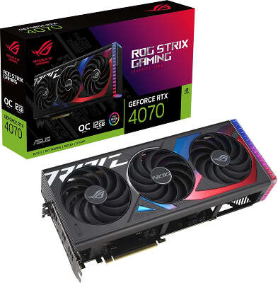 Видеокарта ASUS NVIDIA nVidia GeForce RTX 4070 ROG STRIX GAMING 12Gb DDR6X PCI-E 2HDMI, 3DP