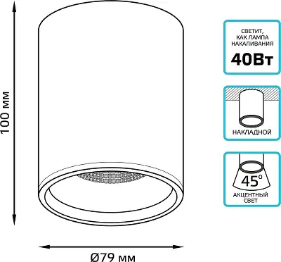 Светильник Gauss Overhead потолоч. 12Вт 4100K цв.св.:белый нейтральный белый (HD011)