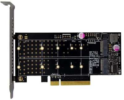 ORIENT C303E2 , Переходник PCI-Ex8->2 x M.2 M-key NVMe SSD, тип 2230/2242/2260/2280/22110, 2 планки крепления в комплекте (31325)