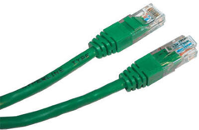 Коммутационный шнур NIKOMAX U/UTP 4 пары, Кат.5е (Класс D), 100МГц, 2хRJ45/8P8C, T568B, заливной, с защитой защелки, многожильный, BC (чистая медь), 24AWG (7х0,205мм), поливинилхлорид, зеленый, 5м