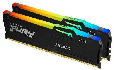 Модуль памяти Kingston 16GBDDR5 6000 DIMM FURY Beast RGB EXPO Gaming Memory KF560C36BBEAK2-16 Non-ECC, CL36 , 1.35V, (Kit of 2) 1RX16 36-38-38 288-pin 16Gbit, RTL