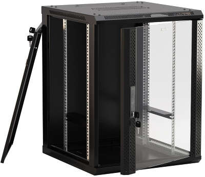 Шкаф коммутационный Hyperline (TWB-FC-1866-GP-RAL9004) настенный 18U 600x600мм пер.дв.стекл 60кг черный 920мм IP20 сталь