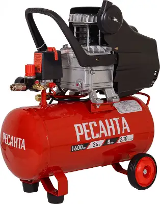 Компрессор поршневой Ресанта КП-24/230М масляный 230л/мин 24л 1600Вт красный/черный