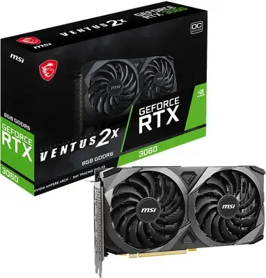 Видеокарта MSI PCI-E 4.0 RTX 3060 VENTUS 2X 8G OC NVIDIA GeForce RTX 3060 8Gb 128bit GDDR6 1807/15000 HDMIx1 DPx3 HDCP Ret