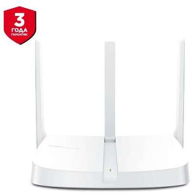 Mercusys MW305R Wi-Fi роутер N300, до 300 Мбит/с на 2,4 ГГц, LAN 3x10/100 Мбит/с, WAN 1x10/100 Мбит/с, 3 антенны
