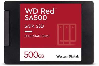 Твердотельный накопитель SSD WD Red SA500 WDS500G1R0A 500GB 2.5" Client SATA 6Gb/s, 560/530, IOPS 95/85K, MTBF 2M, 3D TLC, 350TBW, NAS, Retail (872346)