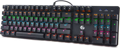 Клавиатура механ Gembird KB-G530L, USB, чёрн, Outemu Blue, 104 кл., Rainbow, 9 реж., 1,5м