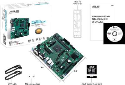 Материнская плата Asus PRO A520M-C II/CSM Soc-AM4 AMD A520 2xDDR4 mATX AC`97 8ch(7.1) GbLAN RAID+VGA+DVI+HDMI+DP