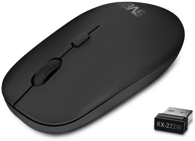 Беспроводная мышь SVEN RX-222W чёрная (BT, 2.4GHz, АКБ, 3+1кл. 1200-1800DPI, кор.)