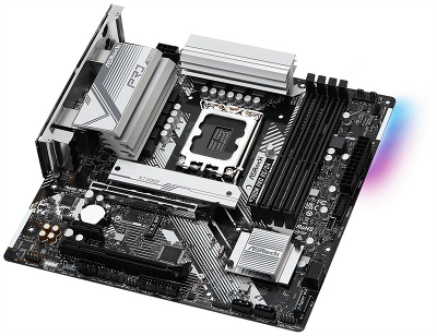 Материнская плата ASROCK B760M PRO RS, LGA1700, B760, 4*DDR5, 4*SATA, 3*M.2, 3*USB 3.2, 2*USB 2.0, Type-C, 2*PCIx16, 1xM.2 (Key E), HDMI+DP, mATX