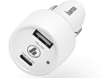Автомобильное зар./устр. Hama H-183322 42W 3A (PD+QC) USB/USB Type-C универсальное белый (00183322)