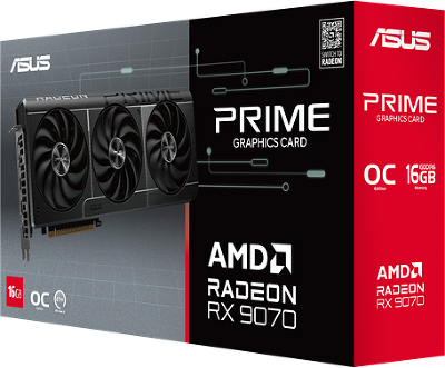 Видеокарта ASUS PRIME-RX9070-O16G//RX9070 HDMI DP*3 12G D6; 90YV0LI1-M0NA00