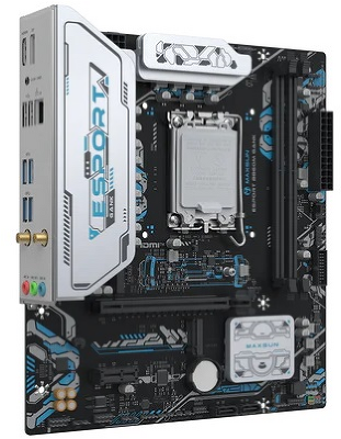 Материнская плата MAXSUN MS-eSport B860M GANK WIFI, LGA1851, B860, 2*DDR5, 2*SATA3, 2*M.2, USB 3.2, USB 2.0, 1*PCIEx16, 1*PCIex1, HDMI+DP, mATX