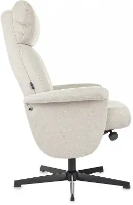 Кресло для дома Бюрократ _Baron с пуфом бежевый металл черный крестов. (_BARON/BEIGE)