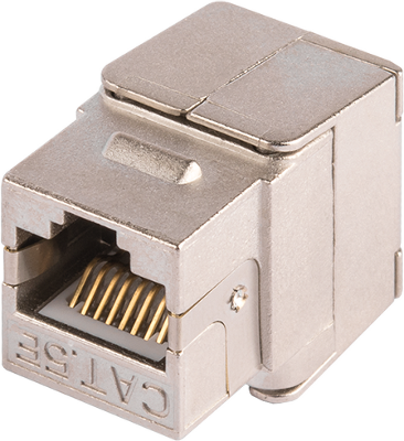 Модуль-вставка NIKOMAX типа Keystone Essential Line, Кат.5е (Класс D), 100МГц, RJ45/8P8C, самозажимной, T568A/B, 180 градусов, полный экран, металлик