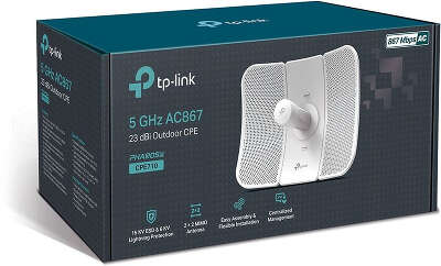 Точка доступа TP-LINK CPE710, LAN: 1x1 Гбит/с, 802.11a/n/ac, 5 ГГц, до 867 Мбит/с, внешних антенн:1x23dBi, PoE