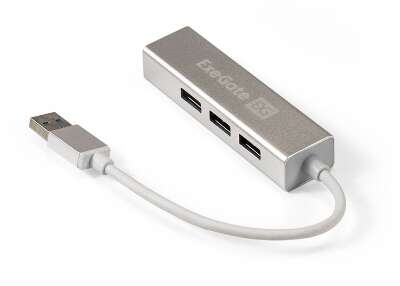 Концентратор ExeGate DUB-4 (кабель-адаптер USB3.0 --> 4xUSB3.0, Plug&Play, серебристый)