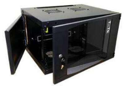 Шкаф коммутационный Lanmaster Next (TWT-CBWNG-12U-6X6-BK) настенный 12U 550x600мм пер.дв.стекл 60кг черный 20кг 658мм
