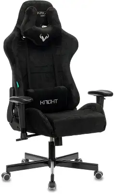 Кресло игровое Zombie VIKING KNIGHT Fabric черный Light-20 с подголов. крестов. металл