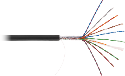 Кабель NETLAN U/UTP 10 пар, Кат.5 (Класс D), 100МГц, одножильный, BC (чистая медь), полиэтилен, внешний, до -40C, черный, 305м - гарантия 1 год