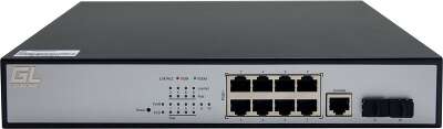 Управляемый L2 PoE коммутатор NIKOMAX 8 Base-T 10/100/1000Mb/s портов, 2 Base-X SFP 1000Mb/s. 1U 19'', 220В, бюджет PoE 130Вт, блок питания 150Вт