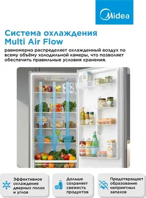 Холодильник Midea MDRB489FGE02OE 2-хкамерн. серебристый