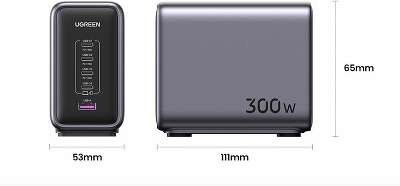 Зарядное устройство UGREEN CD333 (90903B) Nexode 300W 5-Port PD GaN Fast Desktop Charger EU. Цвет: серый