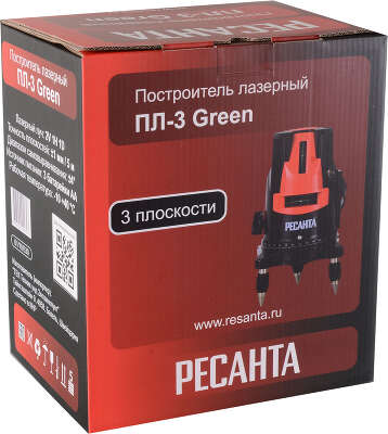 Нивелир лазерн. Ресанта ПЛ-3 Green 2кл.лаз. 550нм цв.луч. зеленый 3луч. (61/10/530)
