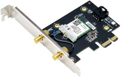 ASUS PCE-BE6500 Беспроводной трехдиапазонный PCI Express адаптер BE6500 + Bluetooth 5.4, внешняя съемная антенна, Wi-Fi 7 (be)