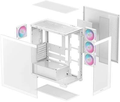 Корпус Mid-Tower Deepcool CG580 4F White (ATX, без БП, 2*USB3.0 Type-A+USB3.2 Type-C) (R-CG580-WHADA4-G-1)