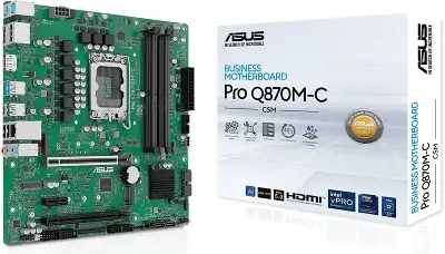 Материнская плата ASUS PRO Q870M-C-CSM, LGA1851, Q870, 4*DDR5, 4*SATA, 2*M.2, 3*USB 3.2, 2*USB 2.0, Type-C, 2*PCIx16, 1*PCIx1, 2*DP+VGA, mATX; 90MB1KEP-M0EAYC