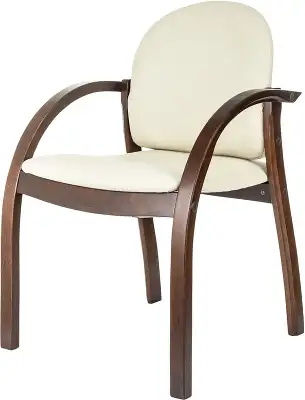 Стул Бюрократ Джуно светло-бежевый экокожа на ножках дерево