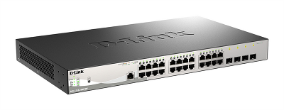 коммутатор D-Link PROJ Управляемый L2 PoE-коммутатор, 24x1000Base-T PoE, 4x1000Base-X SFP, PoE-бюджет 370 Вт, защита от статического электричества до 6 кВ, CLI, консольный порт RJ-45, поддержка Dying Gasp