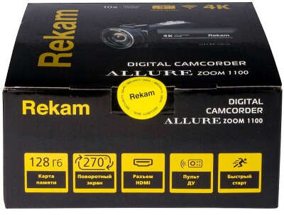 Видеокамера Rekam Allure zoom 1100 черный 10x 3" Touch LCD 4K 125Mb SD+SDHC Flash/Flash