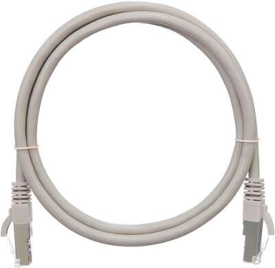 Коммутационный шнур NIKOMAX S/FTP 4 пары, Кат.6 (Класс E), 250МГц, 2хRJ45/8P8C, T568B, заливной, с защитой защелки, многожильный, BC (чистая медь), 26AWG (7х0,165мм), полимерный материал, исполнение кабельного изделия нг(А)-HF, серый, 0,15м