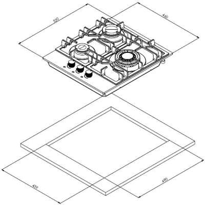 Газовая варочная поверхность HG 430 BGV WEISSGAUFF
