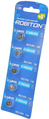 Элемент питания ROBITON STANDARD AG3 LR41 [R-AG3-0-BL5] (5 шт. отрывной блистер) цена за 1 шт