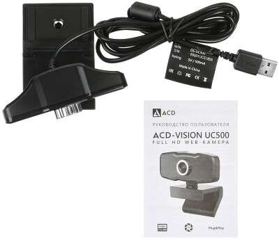 Веб-камера ACD-Vision UC500 CMOS 2МПикс, 1920x1080p, 30к/с, микрофон встр., кабель USB 2.0 1.5м, универс. крепление, черный корп. RTL {60} (551783)