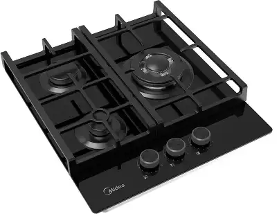 Газовая варочная панель MIDEA/ MDK/Газовая варочная панель MIDEA, 45 см, WOK-конфорка, чугунные решетки, автоподжиг, газконтроль, адаптер для кофе, цвет черный