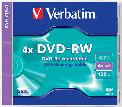 DVD-RW диск Verbatim 4х 4.7 ГБ Slim Box (1 шт.)