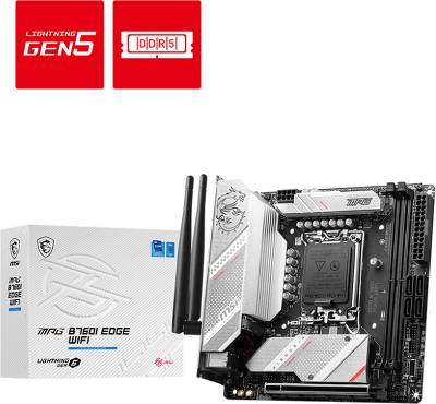 Материнская плата/ MB MSI INTEL B760 s1700, 2xDDR5(128GB), HDMI 2.1/DP, 1xPCIe 5.0x16, 1xLAN (2.5GbE), Wi-Fi, BT, 4xSATA 6Gb/s, 2xM.2, 1xUSB-C, 5xUSB 3.2, 2xUSB 2.0, mini ITX