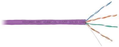 Кабель NIKOMAX U/UTP 4 пары, Кат.5e (Класс D), тест по ISO/IEC, 100МГц, одножильный, BC (чистая медь), 24AWG (0,51мм), полимерный материал нг(А)-HF, внутренний, фиолетовый, 305м - гарантия: 5 лет / 15 лет системная