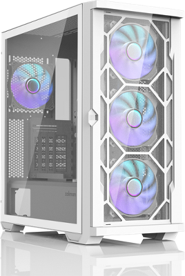 корпус ZALMAN Z10 DUO White, ATX, WHITE, WINDOW, 2x3.5", 2x2.5", 2xUSB3.0, 1xUSB 3.1 Type-C, FRONT 3x120mm Infinity Mirror ARGB, REAR 1x120mm Infinity Mirror ARGB, replaceable front panel