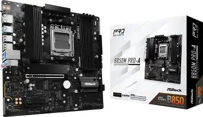Материнская плата Asrock B850M PRO-A Socket AM5 AMD B850 4xDDR5 mATX AC`97 8ch(7.1) 2.5Gg RAID+HDMI+DP