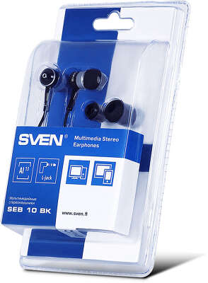 Внутриканальные наушники SVEN E-10 BK (L-образный разъём, алюминий)