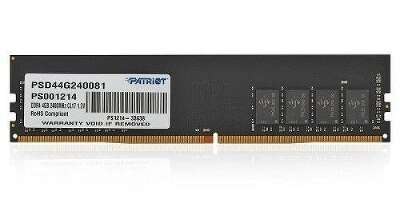 Patriot DDR4 DIMM 4GB PSD44G240081 PC4-19200, 2400MHz