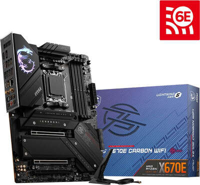 Материнская плата MSI MPG X670E CARBON WIFI Socket AM5 AMD X670 4xDDR5 ATX AC`97 8ch(7.1) 2.5Gg RAID+HDMI+DP