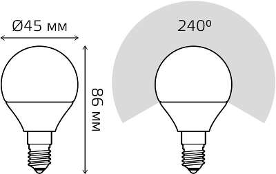 Лампа светодиодная Gauss 9.5Вт цок.:E14 шар 220B св.свеч.бел.теп. (упак.:10шт) (105101110)