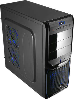 Корпус Aerocool V3X Advance Evil Blue Edition , ATX, без БП, 1х USB 3.0, 1х USB 2.0, в комплекте 1х 120мм blue